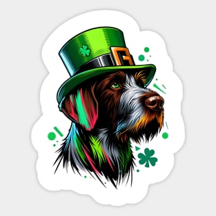 Slovakian Wirehaired Pointer Celebrates St Patrick's Day Sticker